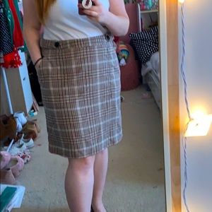 Academia Styled Plaid Pencil Skirt